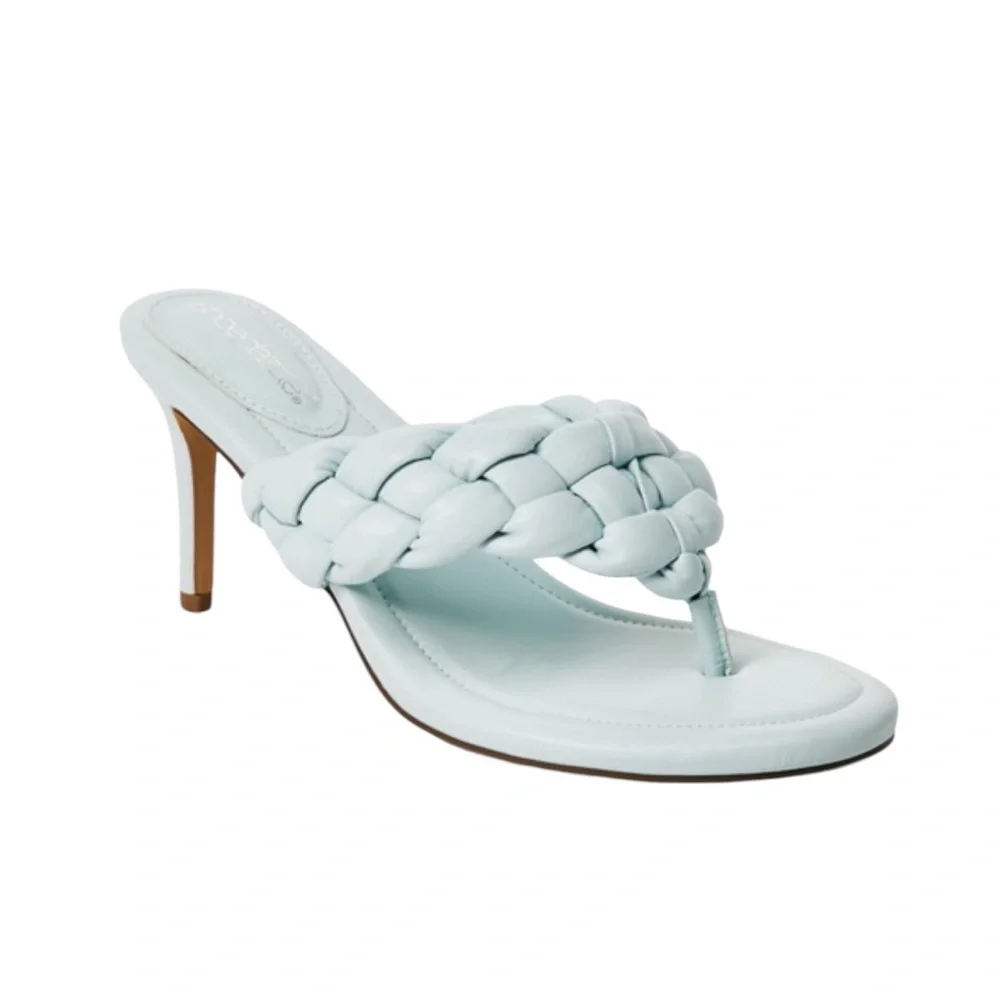 Women's Braided Thong Heeled Sandals - Light Aqua/Blue